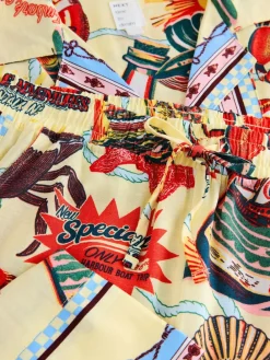 Geel - Viscose/Linen Blend Button Through Pyjamas*Next Discount