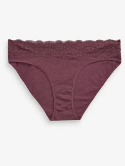 Gemêleerd grijs/roze/roodpaars - Katoenen kanten slipjes 4 stuks*Next Clearance