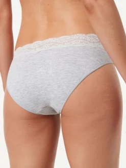 Gemêleerd grijs/roze/roodpaars - Katoenen kanten slipjes 4 stuks*Next Clearance