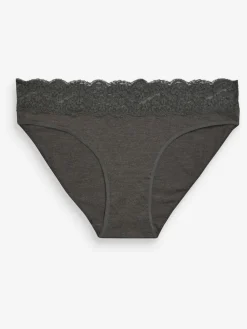 Gemêleerd grijs/roze/roodpaars - Katoenen kanten slipjes 4 stuks*Next Clearance