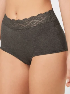 Gemêleerd grijs/roze/roodpaars - Katoenen kanten slipjes 4 stuks*Next Outlet