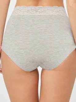 Gemêleerd grijs/roze/roodpaars - Katoenen kanten slipjes 4 stuks*Next Outlet