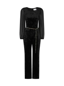 Alaska Velvet Black Jumpsuit With Sheer Sleeves*Gina Bacconi