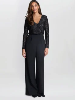 Allegra Sequin Crepe Black Jumpsuit*Gina Bacconi Sale