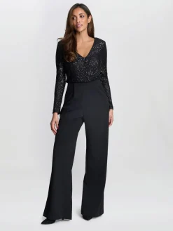 Allegra Sequin Crepe Black Jumpsuit*Gina Bacconi Sale