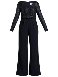 Allegra Sequin Crepe Black Jumpsuit*Gina Bacconi Sale