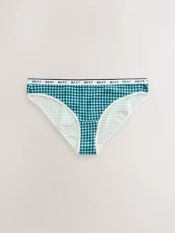 Gingham-print - 7 Katoenen slipjes met logotailleband*Next Online