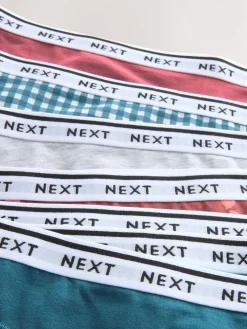 Gingham-print - 7 Katoenen slipjes met logotailleband*Next Online