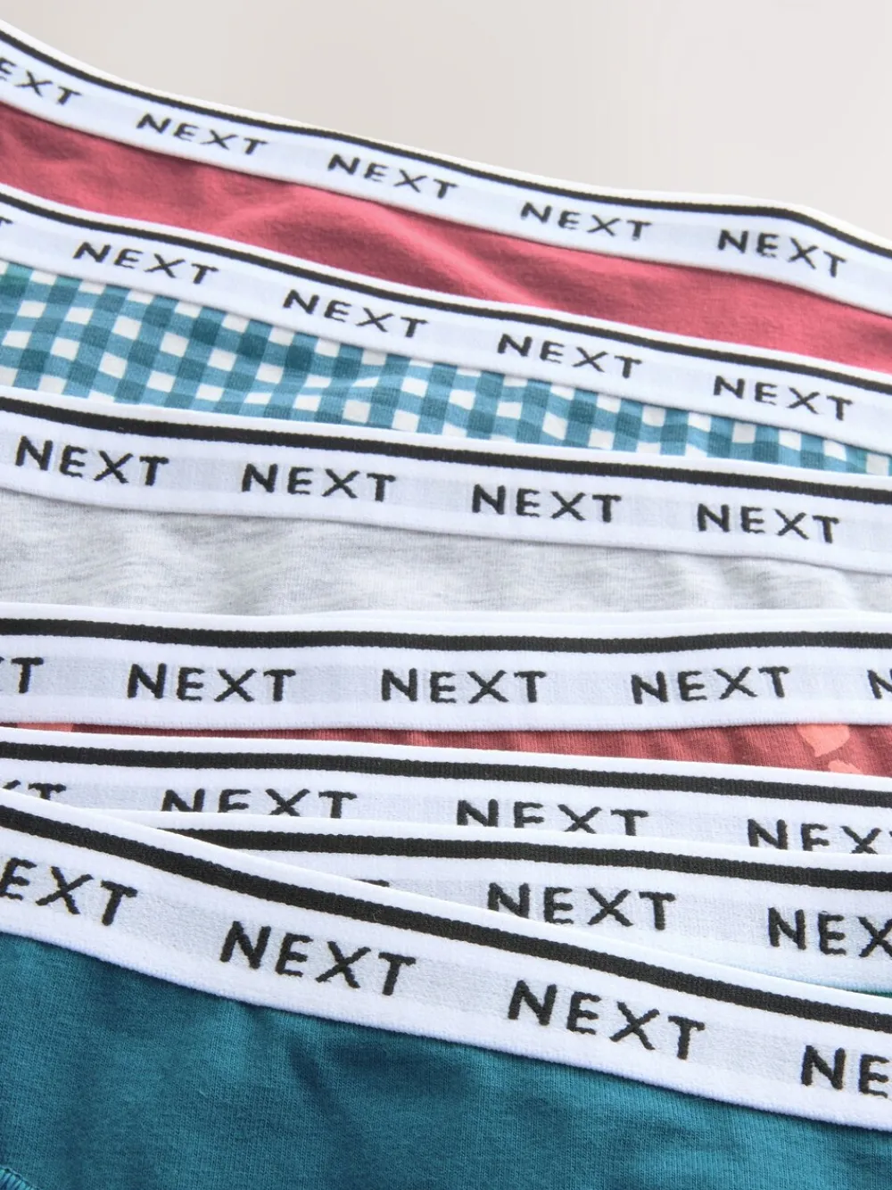 Gingham-print - 7 Katoenen slipjes met logotailleband*Next Online