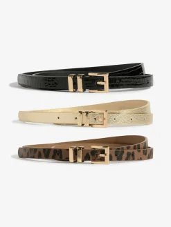 Gold, Leopard & Black - Skinny Belts 3 Pack*Lipsy Hot