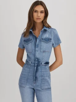 - Skinny denim jumpsuit*Good American Online