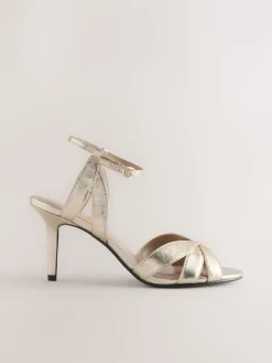 - Forever Comfort® Leather Lattice Front Heeled Sandals*Next