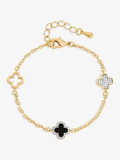 - Plated Pave and Jet Clover Bracelet*Jon Richard Online