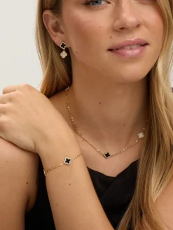 - Plated Pave and Jet Clover Bracelet*Jon Richard Online