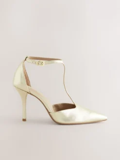 - Leren T-Bar hakken met spitse neus*Next Clearance