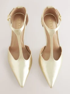 - Leren T-Bar hakken met spitse neus*Next Clearance