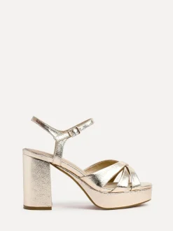 Goud - Keliah sandalen met plateauzool, gekruiste bandjes en blokhak*Linzi Discount