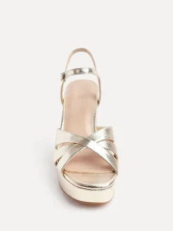 Goud - Keliah sandalen met plateauzool, gekruiste bandjes en blokhak*Linzi Discount