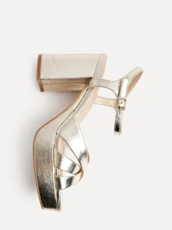 Goud - Keliah sandalen met plateauzool, gekruiste bandjes en blokhak*Linzi Discount