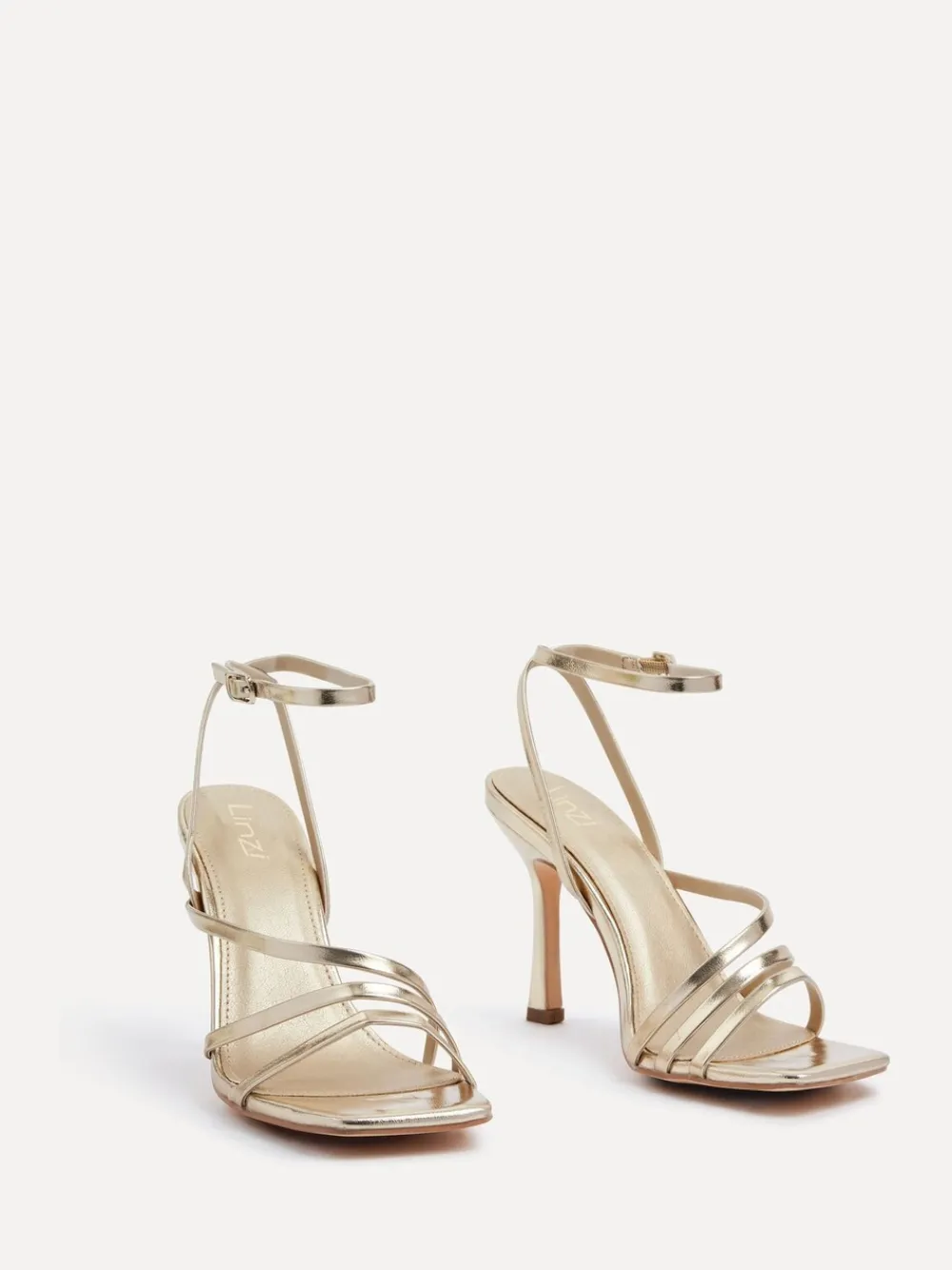 Goud - Scarlett sandalen met bandjes, hak en enkelbandje*Linzi Best