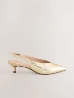 Goud - Punt Toe Lage Slingback Naaldhak Schoenen*Next New