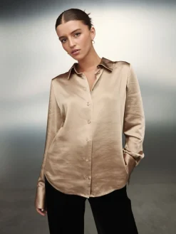 - Satijnen overhemd met lange mouwen*Next