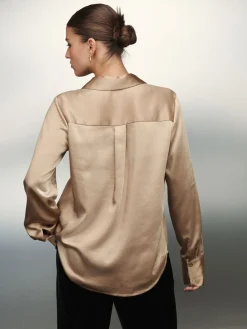 - Satijnen overhemd met lange mouwen*Next