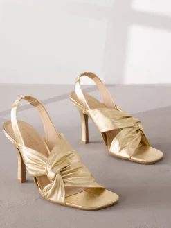 Goud - Signature Premium Leather Twist Heeled Sandals*Next Online