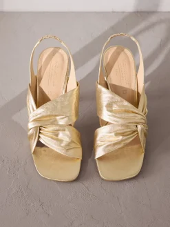 Goud - Signature Premium Leather Twist Heeled Sandals*Next Online