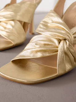 Goud - Signature Premium Leather Twist Heeled Sandals*Next Online
