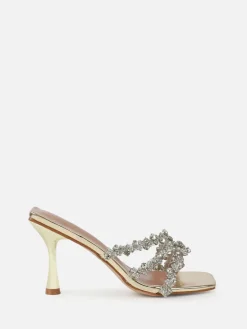 - Blushing Diamante Mid Heel Mules*Simmi London