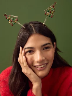 Goudkleurig - Bopper kersthoofdband met kerstboom en belletjes*Next Online