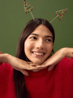 Goudkleurig - Bopper kersthoofdband met kerstboom en belletjes*Next Online