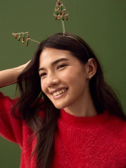 Goudkleurig - Bopper kersthoofdband met kerstboom en belletjes*Next Online