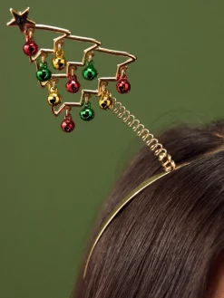 Goudkleurig - Bopper kersthoofdband met kerstboom en belletjes*Next Online