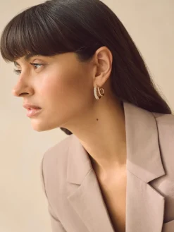 - Dubbele grote oorringen met glitter*Next Clearance