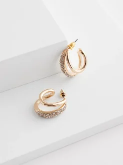 - Dubbele grote oorringen met glitter*Next Clearance