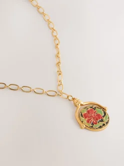 Goudkleurig - Floral T-Bar Spinner Long Necklace*Next Clearance