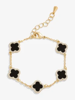 Goudkleurig - klaverarmband met zwarte emaille*Jon Richard Discount