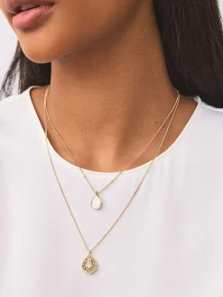 Goudkleurig - Layered Stone Necklace*Next Outlet