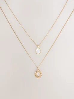 Goudkleurig - Layered Stone Necklace*Next Outlet