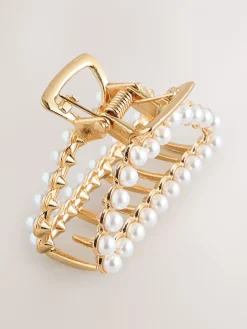 Goudkleurig - Mini klauwklem met imitatieparel*Next Hot