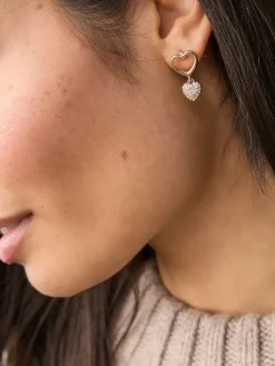 - Oorknopjes met glinsterend hartje met hanger*Next Hot