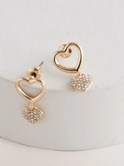 - Oorknopjes met glinsterend hartje met hanger*Next Hot