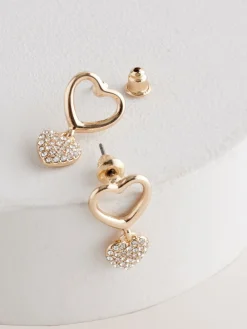 - Oorknopjes met glinsterend hartje met hanger*Next Hot