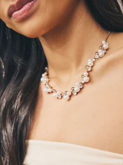 Goudkleurig - Pully ketting met glinsterende pareleffect*Next Clearance