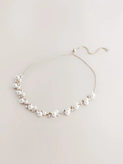 Goudkleurig - Pully ketting met glinsterende pareleffect*Next Clearance
