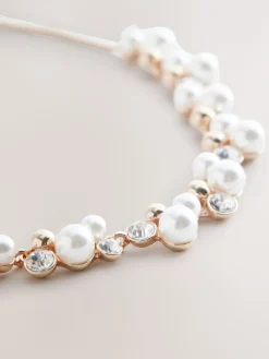 Goudkleurig - Pully ketting met glinsterende pareleffect*Next Clearance