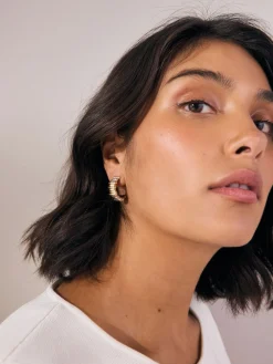 Goudkleurig - Ridged Hoop Earrings*Next Best