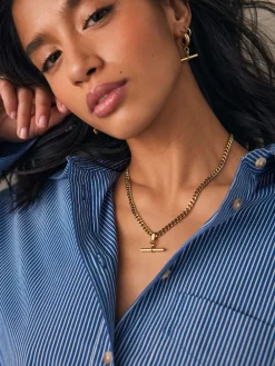 Goudkleurig - Roestvrijstalen T-bar-ketting*Next Sale